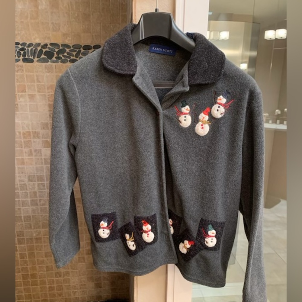 Karen Scott button-down snowman sweater